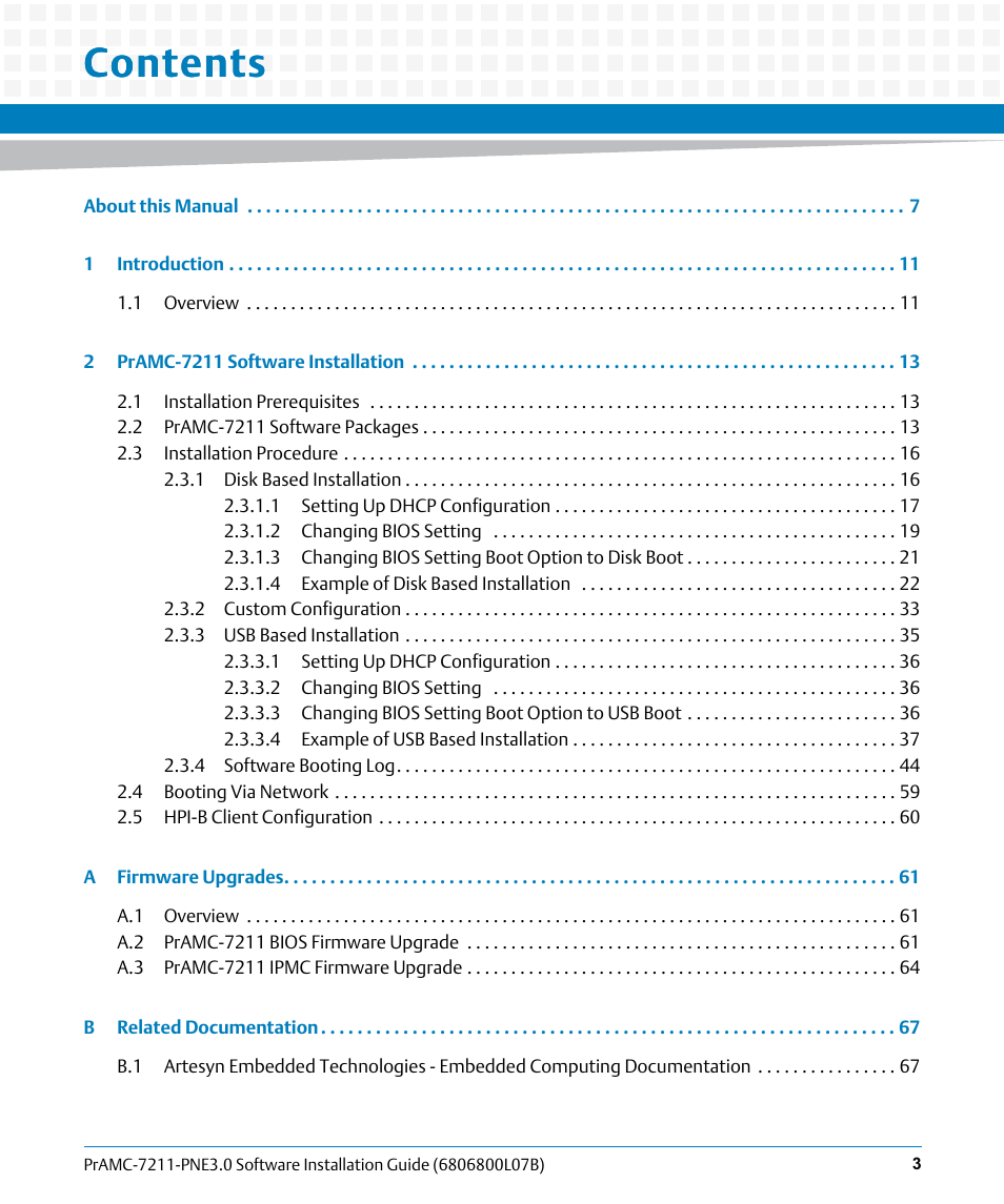 Artesyn PrAMC-7211 PNE3.0 Software Installation Guide (June 2014) User Manual | Page 3 / 70