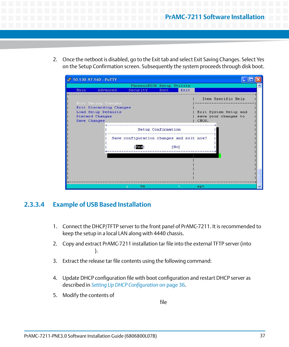 4 example of usb based installation, Pramc-7211 software installation | Artesyn PrAMC-7211 PNE3.0 Software Installation Guide (June 2014) User Manual | Page 37 / 70
