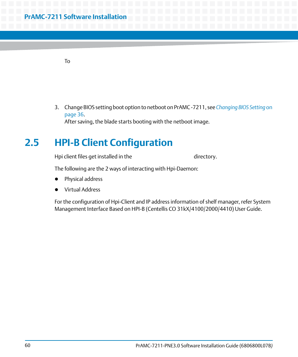 5 hpi-b client configuration | Artesyn PrAMC-7211 PNE3.0 Software Installation Guide (June 2014) User Manual | Page 60 / 70