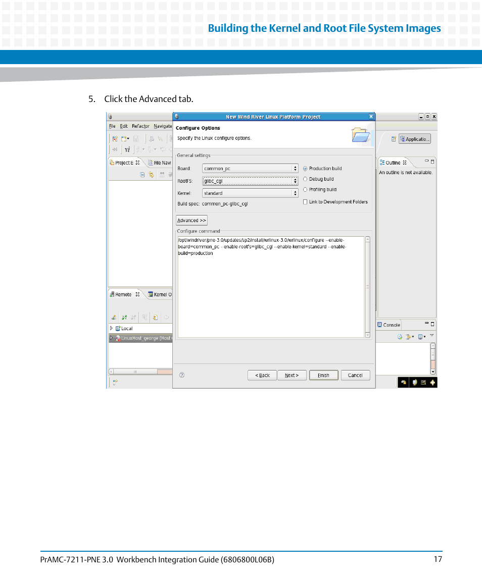 Building the kernel and root file system images | Artesyn PrAMC-7211-PNE 3.0 Workbench Integration Guide (June 2014) User Manual | Page 17 / 36