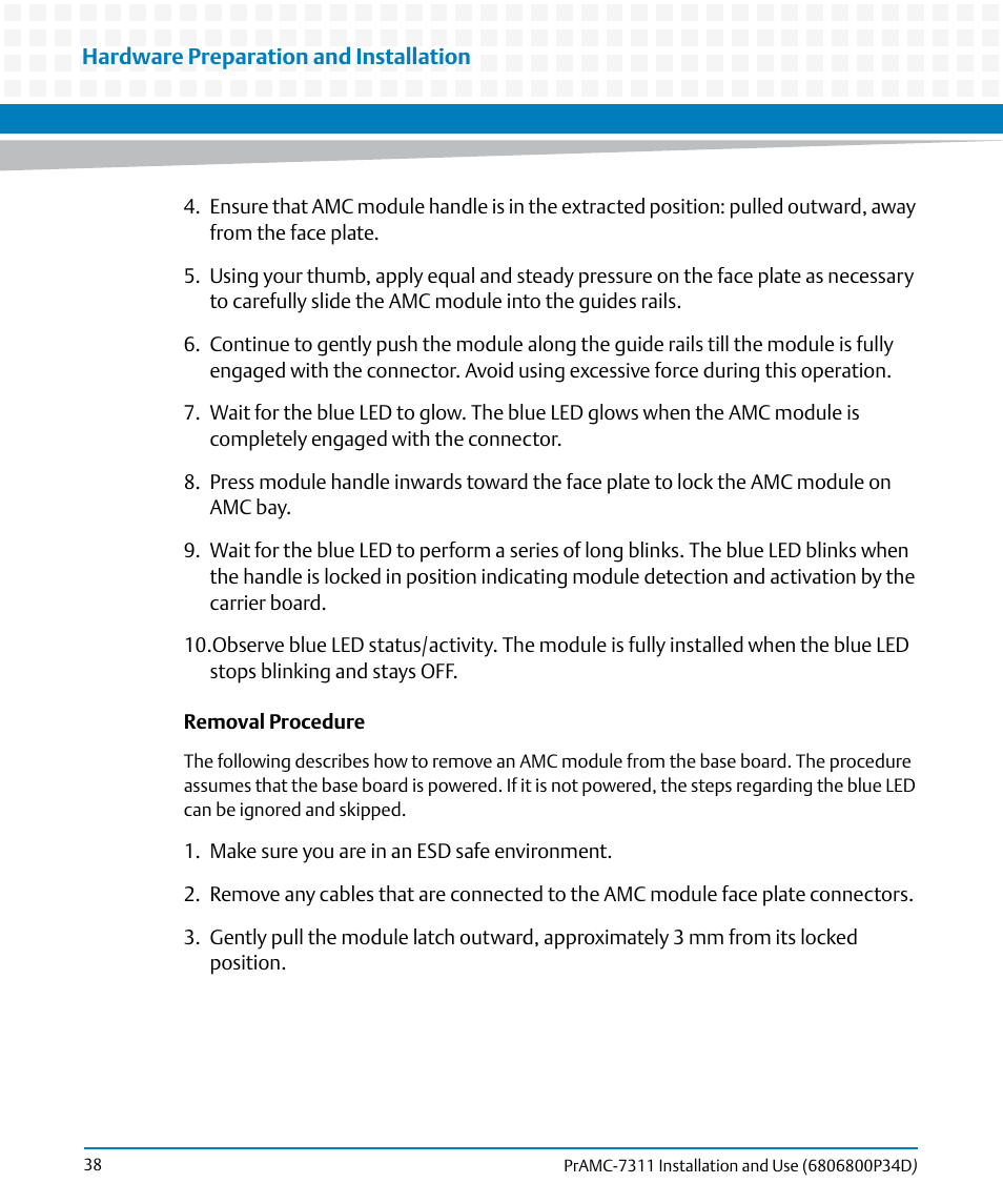 Artesyn PrAMC-7311 Installation and Use (June 2014) User Manual | Page 38 / 126