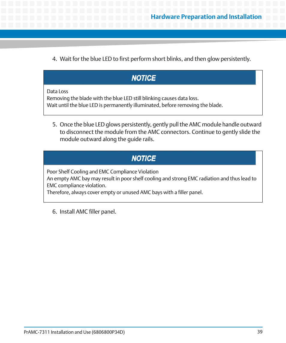 Artesyn PrAMC-7311 Installation and Use (June 2014) User Manual | Page 39 / 126