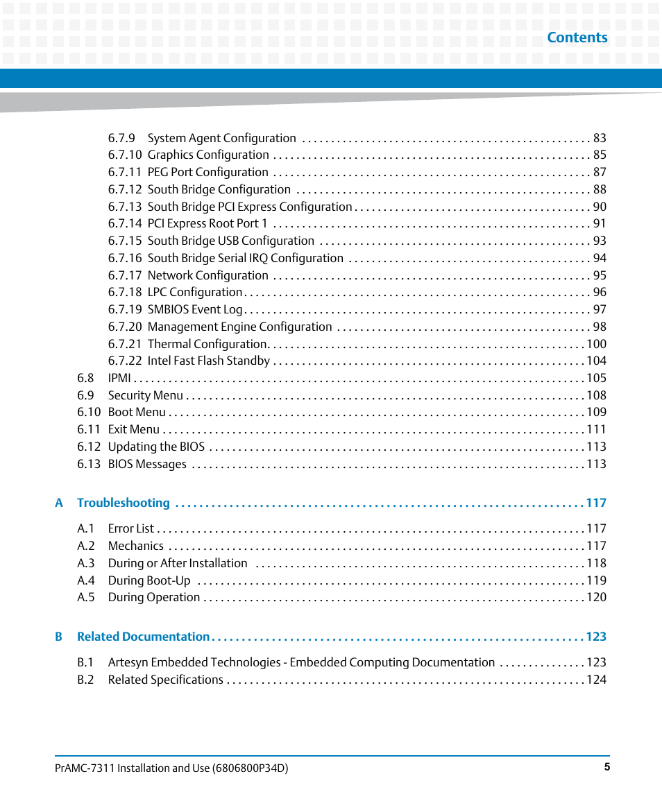 Artesyn PrAMC-7311 Installation and Use (June 2014) User Manual | Page 5 / 126