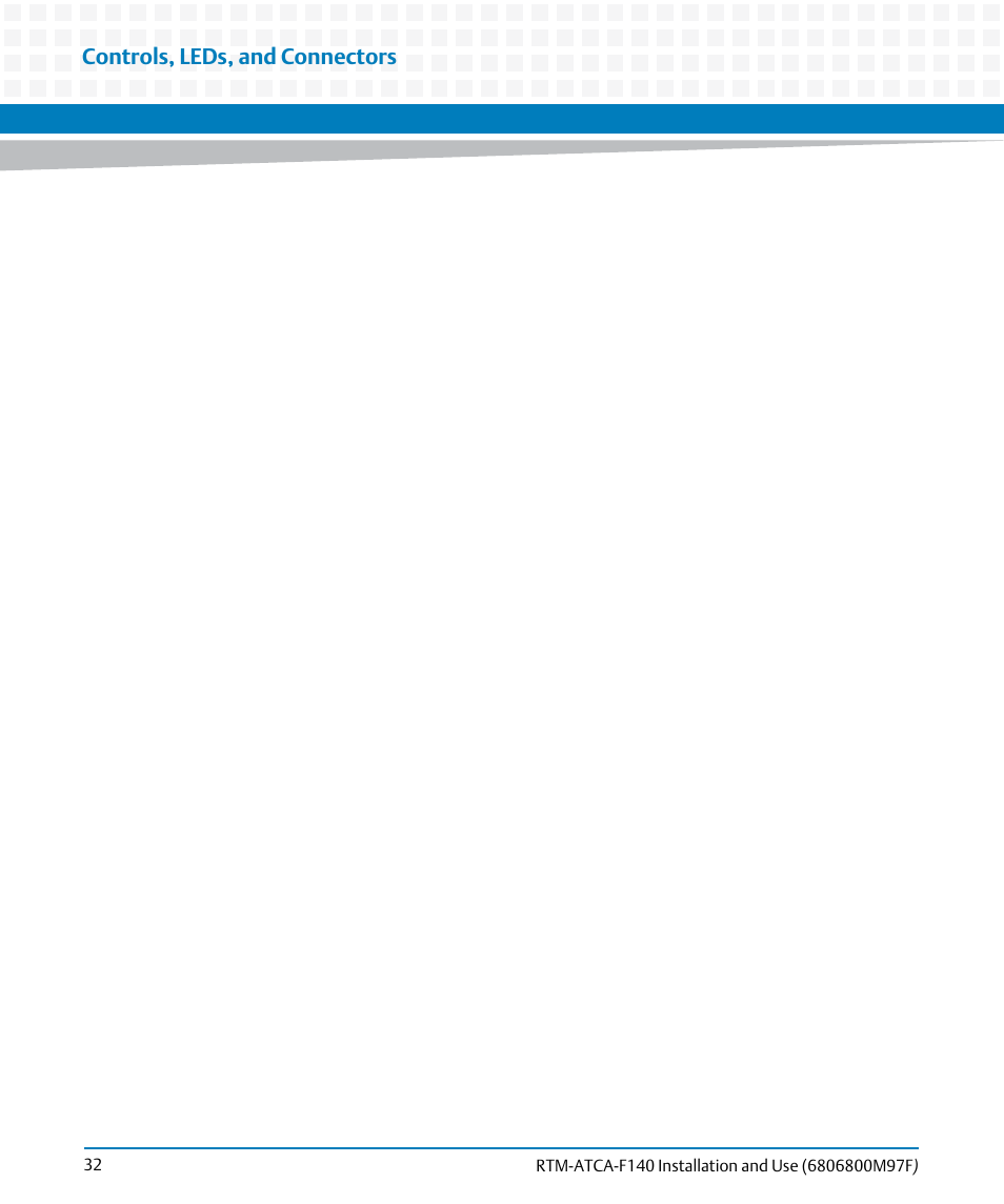 Controls, leds, and connectors | Artesyn RTM ATCA-F140 Installation and Use (July 2014) User Manual | Page 32 / 66