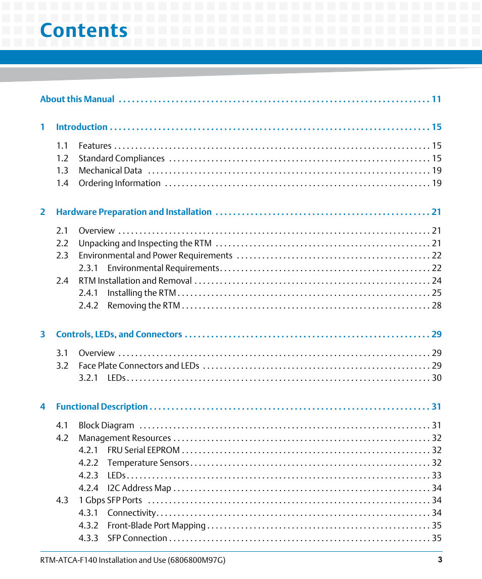 Artesyn RTM ATCA-F140 Installation and Use (September 2014) User Manual | Page 3 / 64