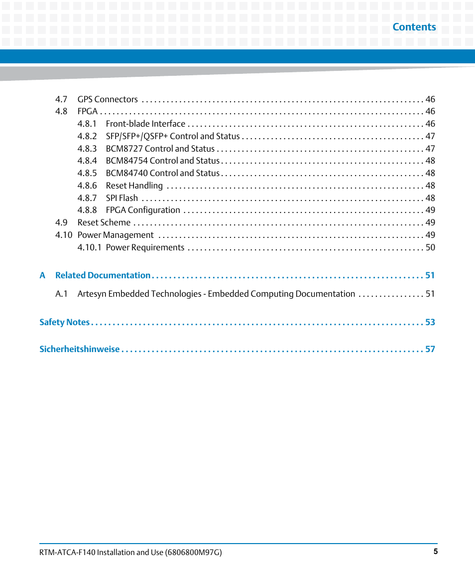 Artesyn RTM ATCA-F140 Installation and Use (September 2014) User Manual | Page 5 / 64