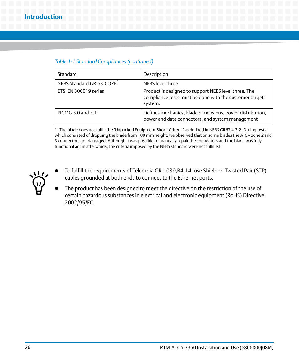 Introduction | Artesyn RTM-ATCA-7360 Installation and Use (June 2014) User Manual | Page 26 / 84