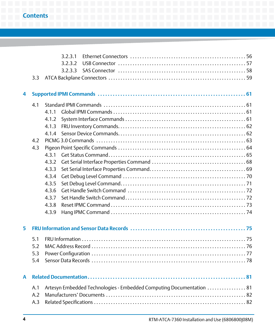 Artesyn RTM-ATCA-7360 Installation and Use (June 2014) User Manual | Page 4 / 84