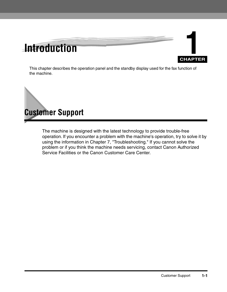 Introduction, Customer support, Chapter 1 | Customer support -1 | Canon MF5550 User Manual | Page 19 / 98