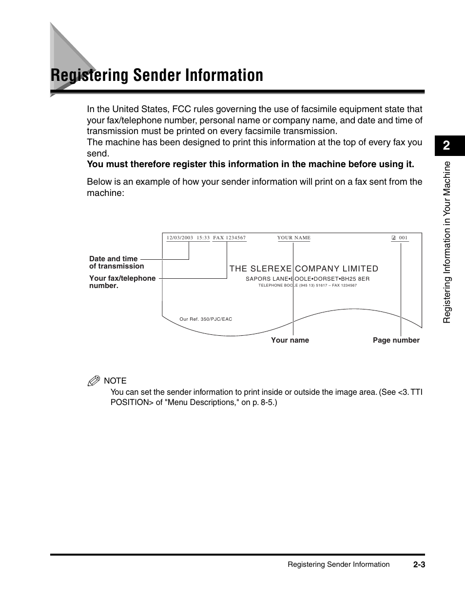 Registering sender information, Registering sender information -3 | Canon MF5550 User Manual | Page 25 / 98
