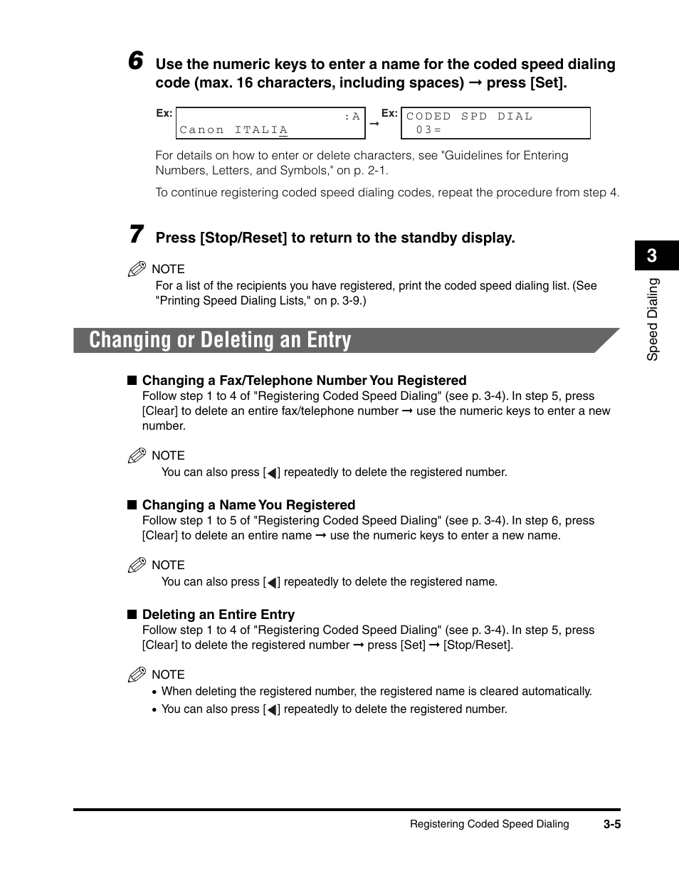 Changing or deleting an entry | Canon MF5550 User Manual | Page 33 / 98