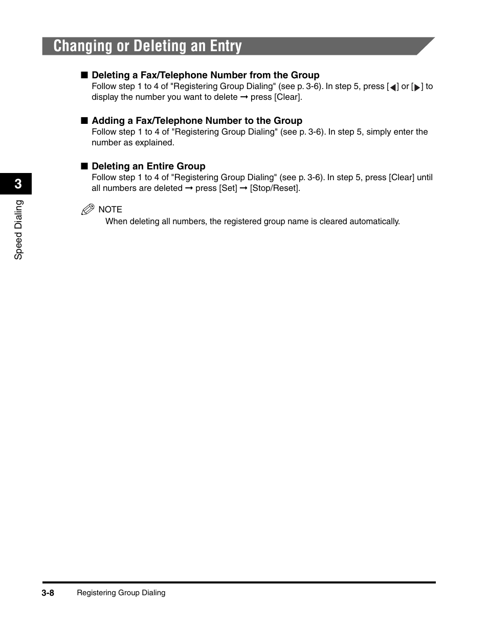 Changing or deleting an entry | Canon MF5550 User Manual | Page 36 / 98