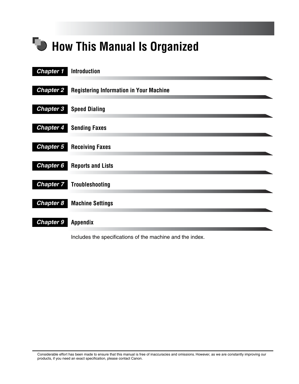 How this manual is organized | Canon MF5550 User Manual | Page 5 / 98