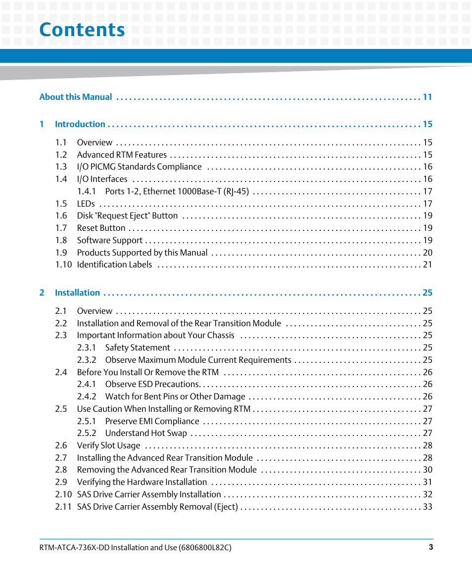 Artesyn RTM-ATCA-736x-DD Installation and Use (June 2014) User Manual | Page 3 / 76