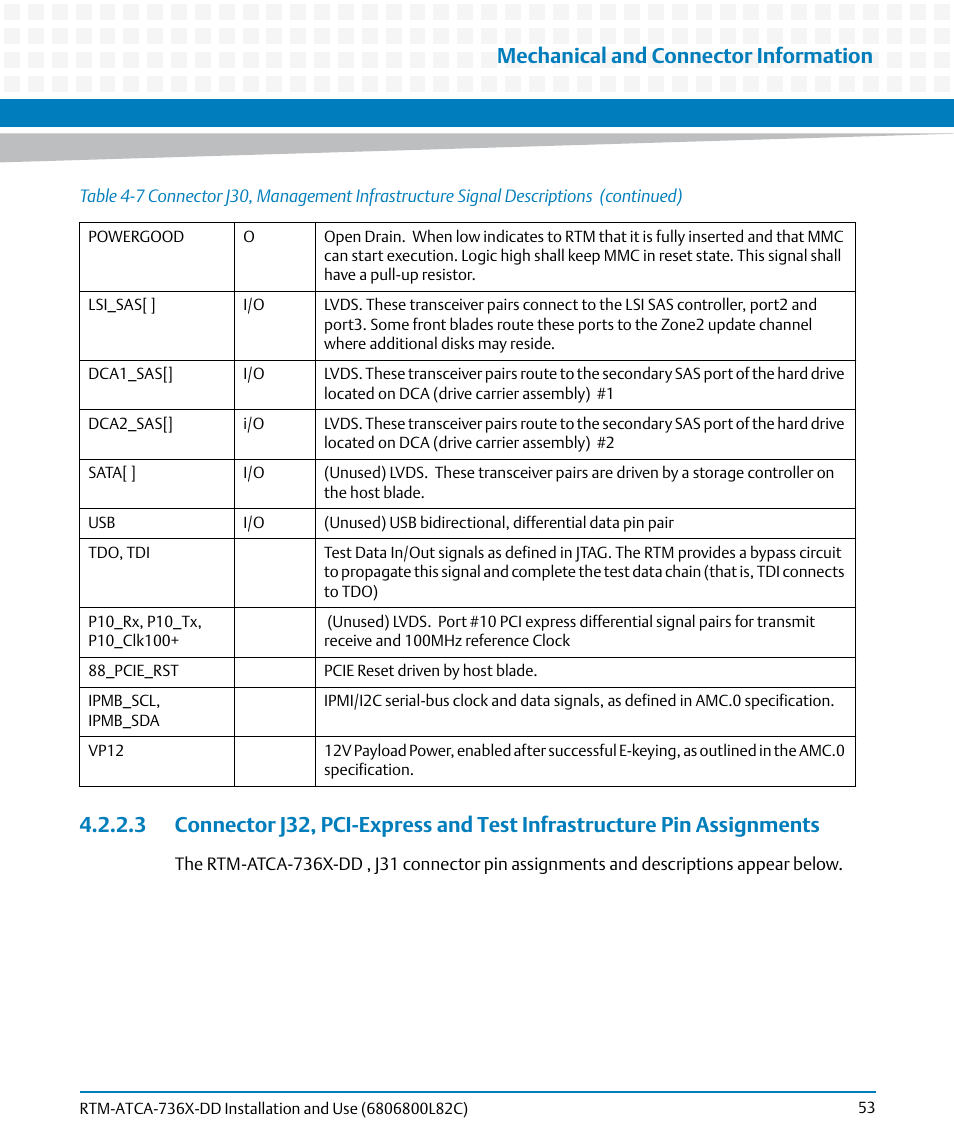 Mechanical and connector information | Artesyn RTM-ATCA-736x-DD Installation and Use (June 2014) User Manual | Page 53 / 76
