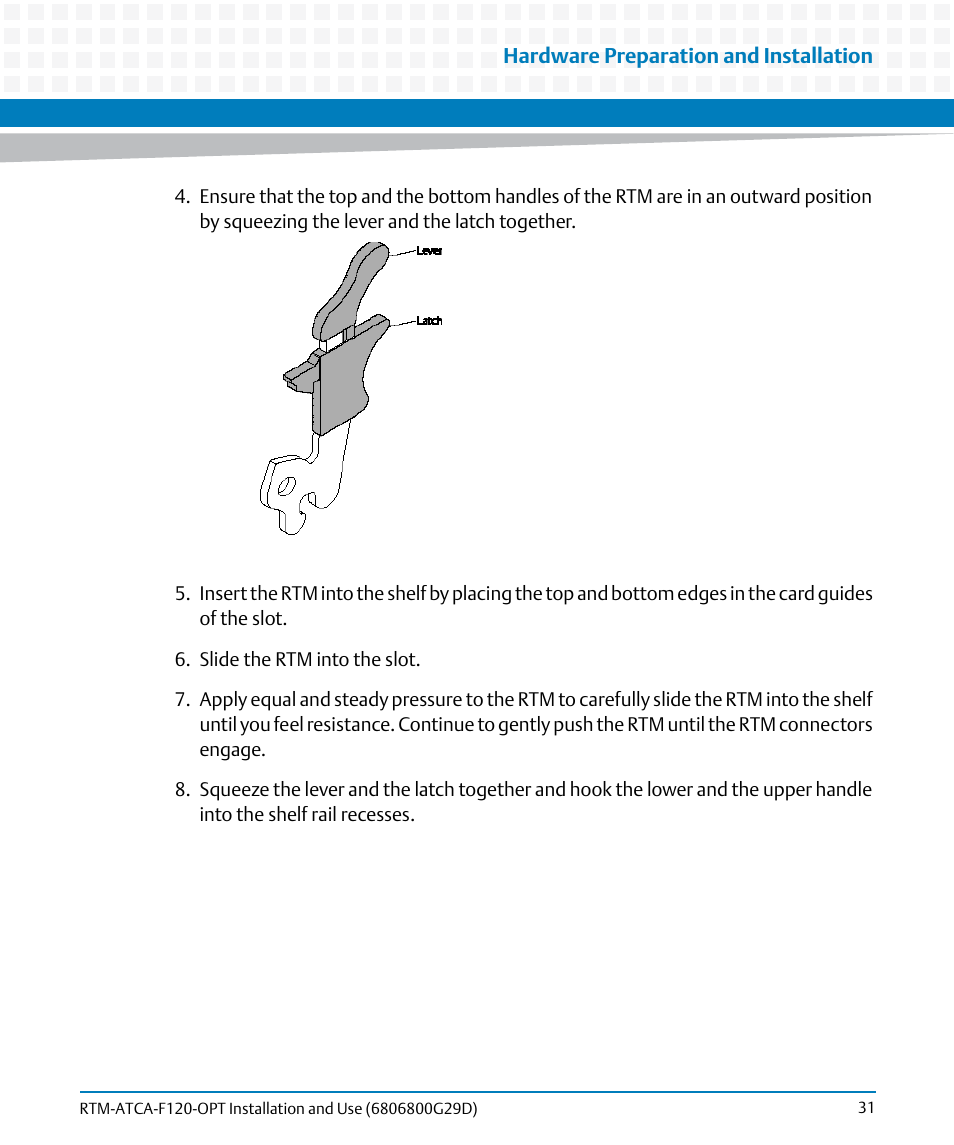 Artesyn RTM-ATCA-F120 Installation and Use (August 2014) User Manual | Page 31 / 68