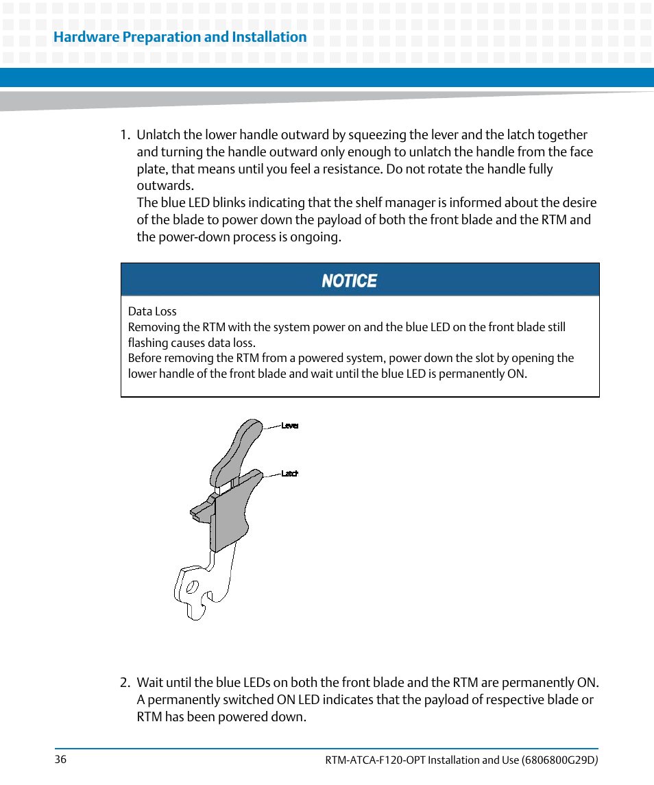 Artesyn RTM-ATCA-F120 Installation and Use (August 2014) User Manual | Page 36 / 68