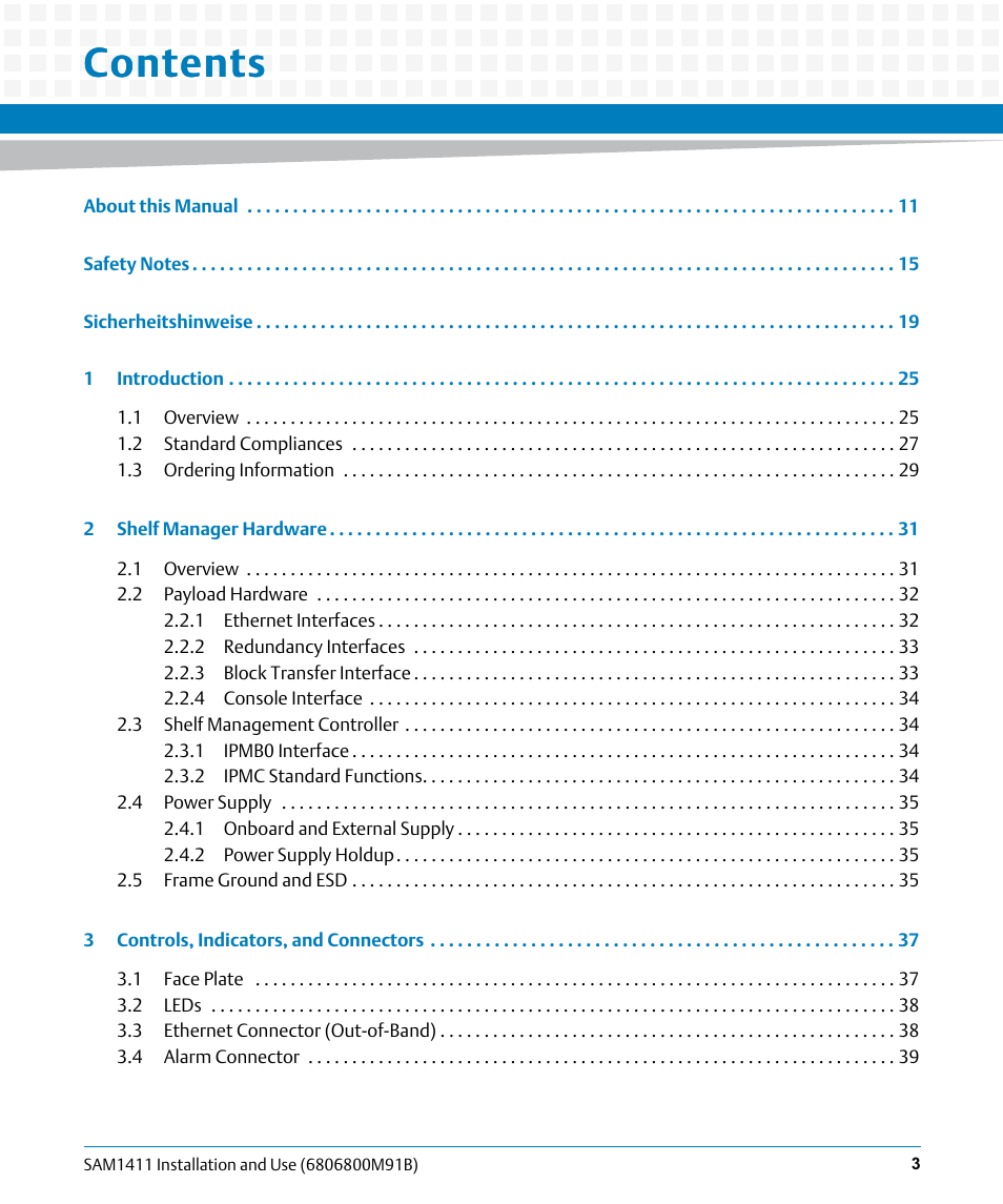 Artesyn SAM1411 Installation and Use (September 2014) User Manual | Page 3 / 80