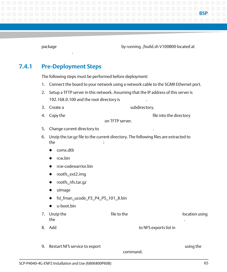 1 pre-deployment steps | Artesyn SCP-P4040-4G-ENP2 Installation and Use (August 2014) User Manual | Page 65 / 74