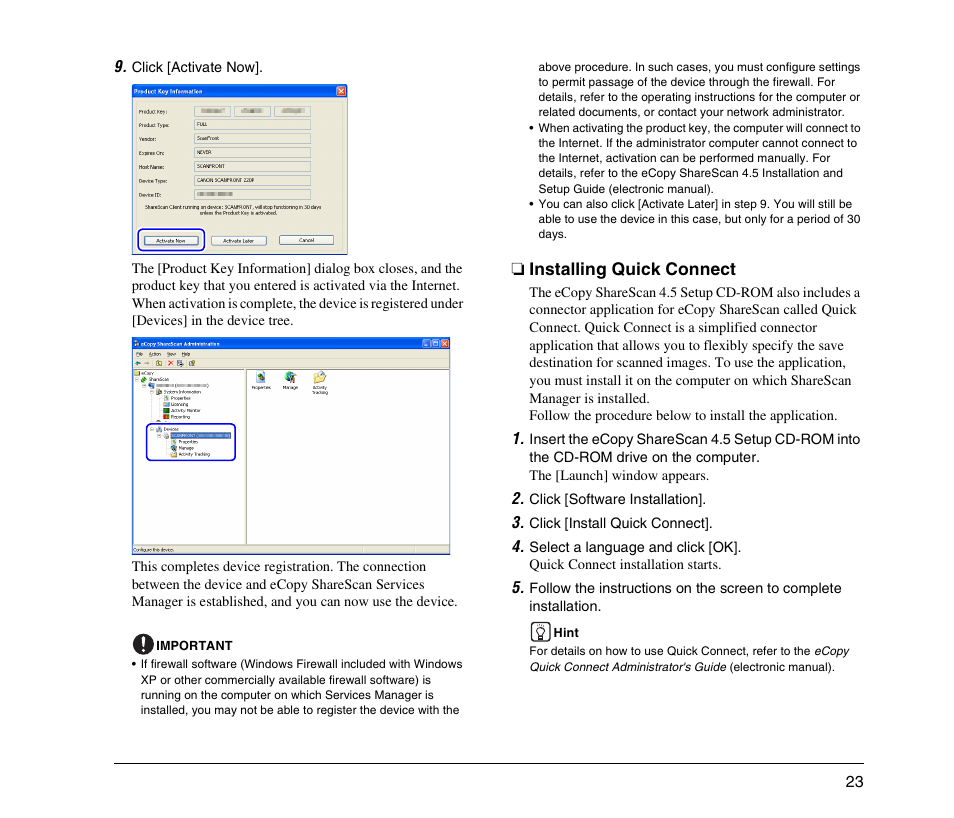 Installing quick connect | Canon 220EP User Manual | Page 27 / 44