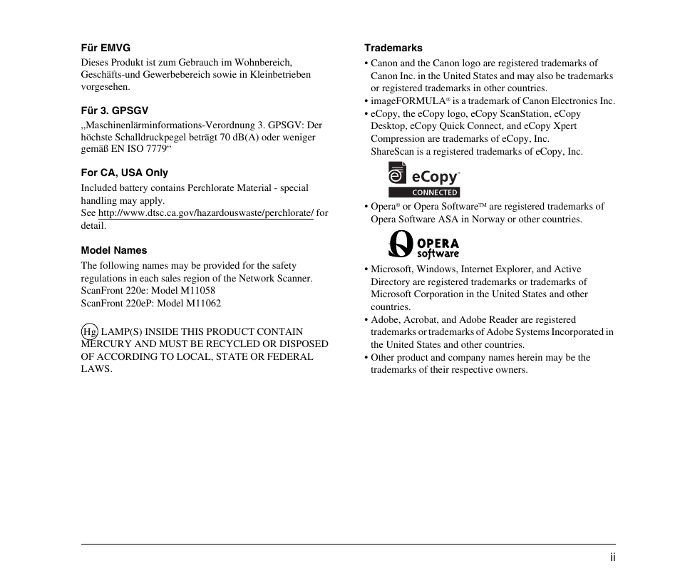 Canon 220EP User Manual | Page 3 / 44