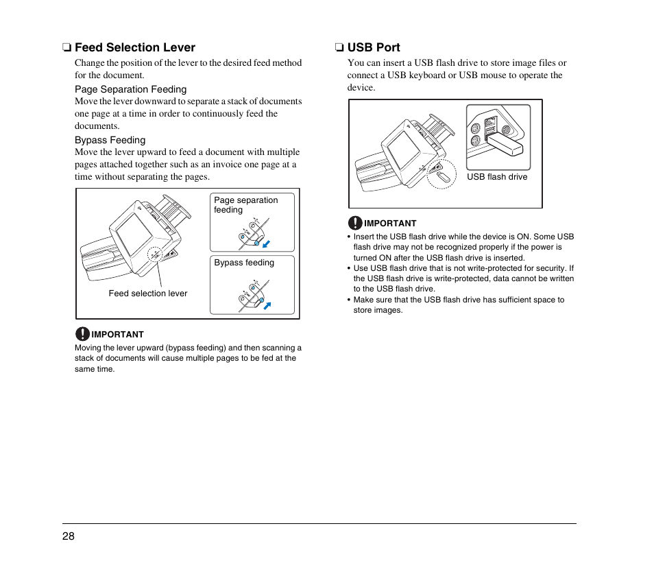 Feed selection lever, Usb port, Feed selection lever usb port | Canon 220EP User Manual | Page 32 / 44