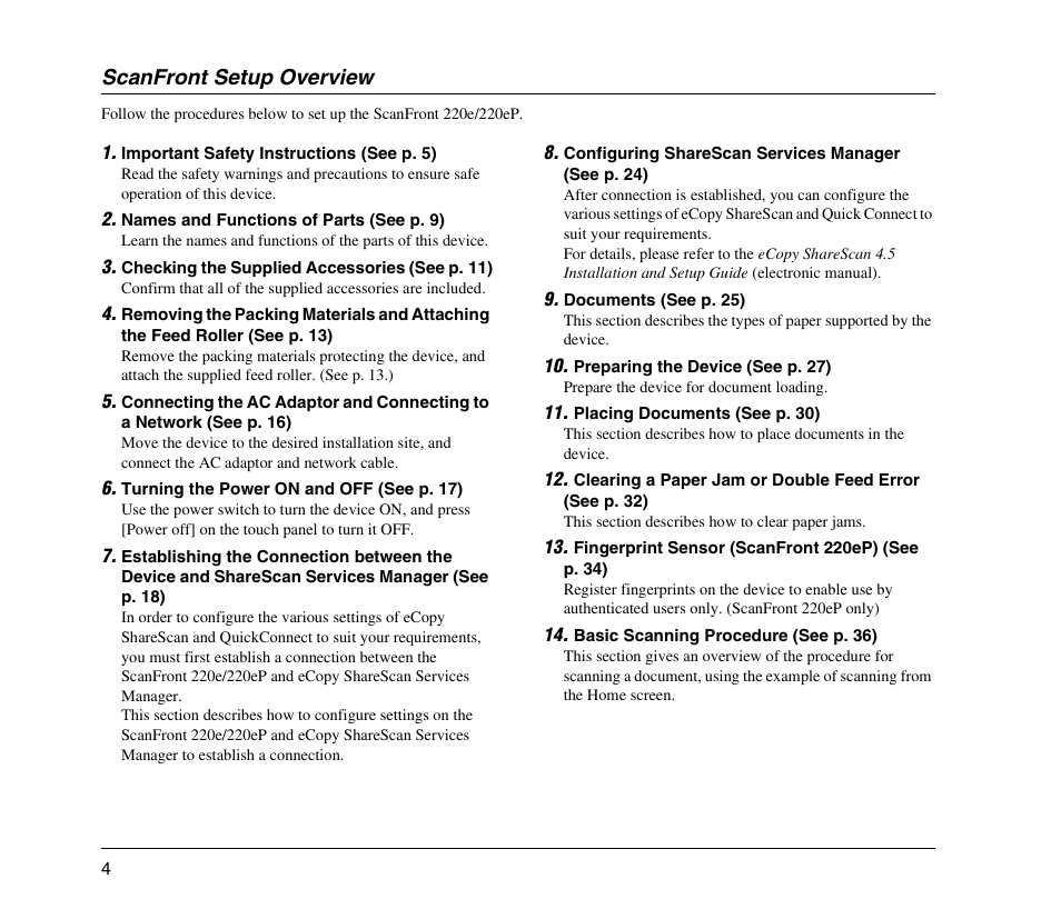 Scanfront setup overview | Canon 220EP User Manual | Page 8 / 44