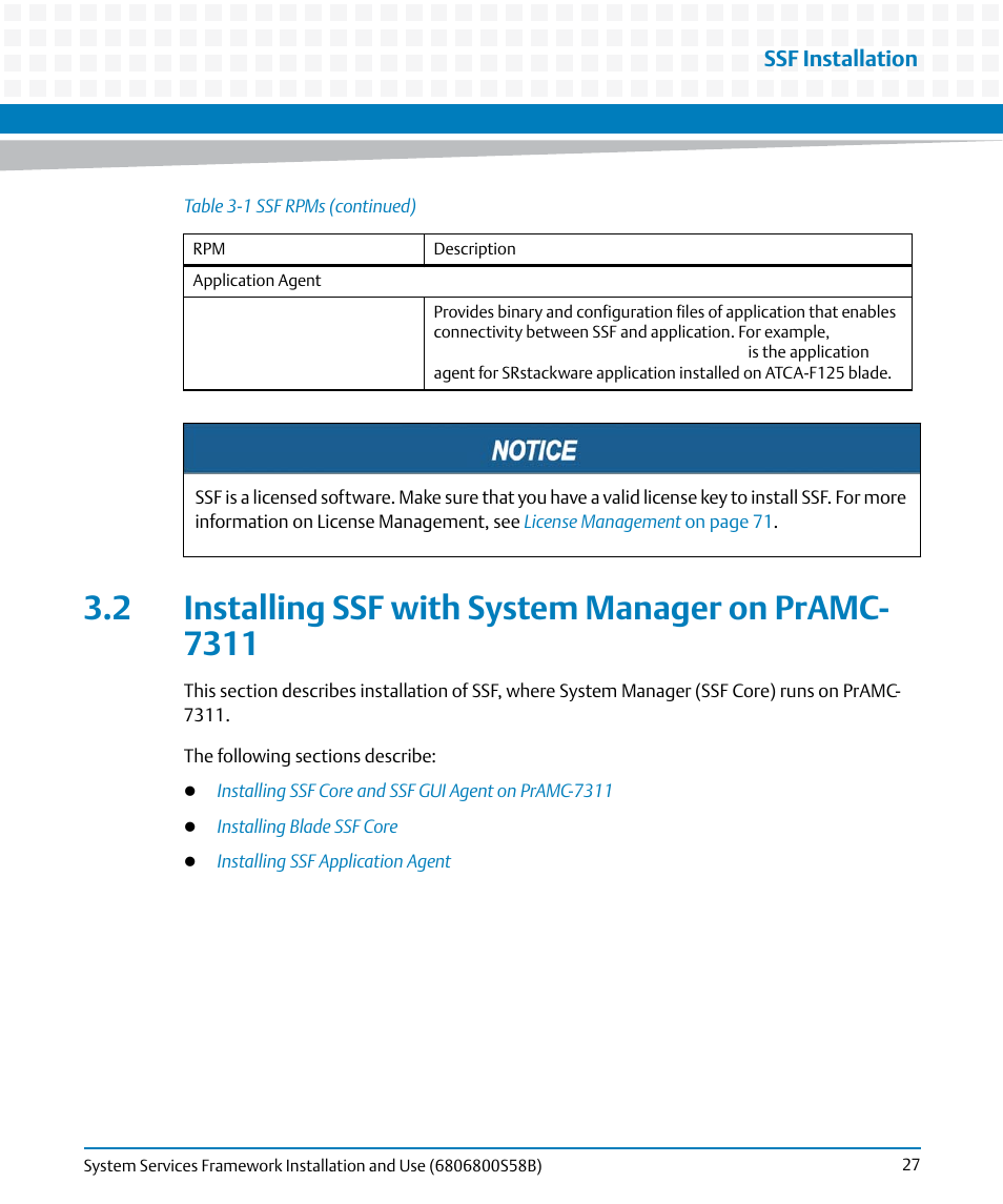 2 installing ssf with system manager on pramc-7311 | Artesyn System Services Framework Installation and Use (February 2014) User Manual | Page 27 / 88