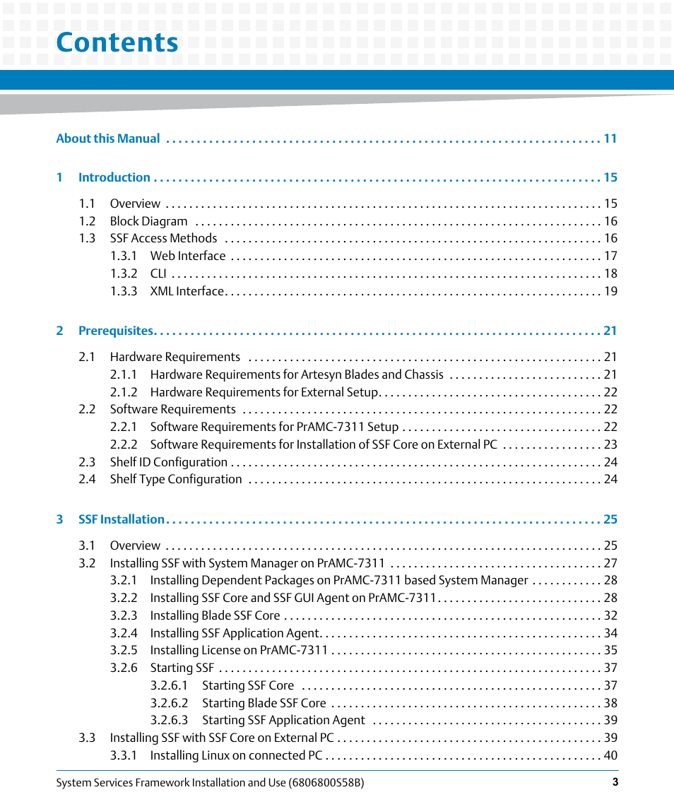 Artesyn System Services Framework Installation and Use (February 2014) User Manual | Page 3 / 88
