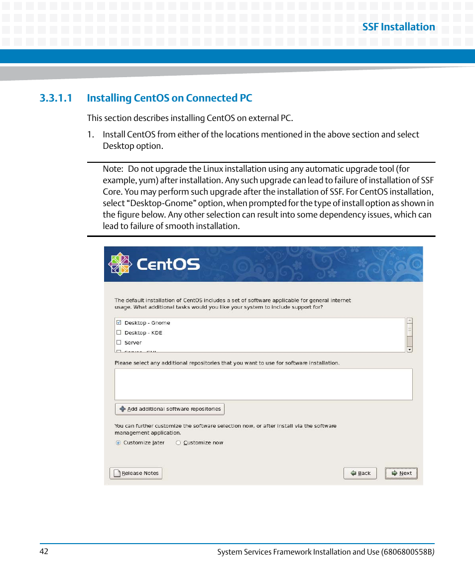 1 installing centos on connected pc | Artesyn System Services Framework Installation and Use (February 2014) User Manual | Page 42 / 88