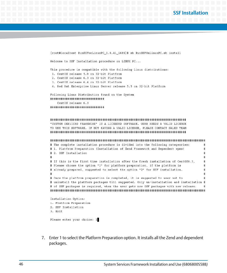 Ssf installation | Artesyn System Services Framework Installation and Use (February 2014) User Manual | Page 46 / 88