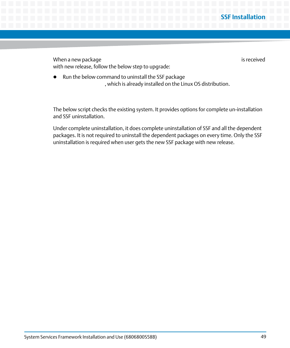 Ssf installation | Artesyn System Services Framework Installation and Use (February 2014) User Manual | Page 49 / 88