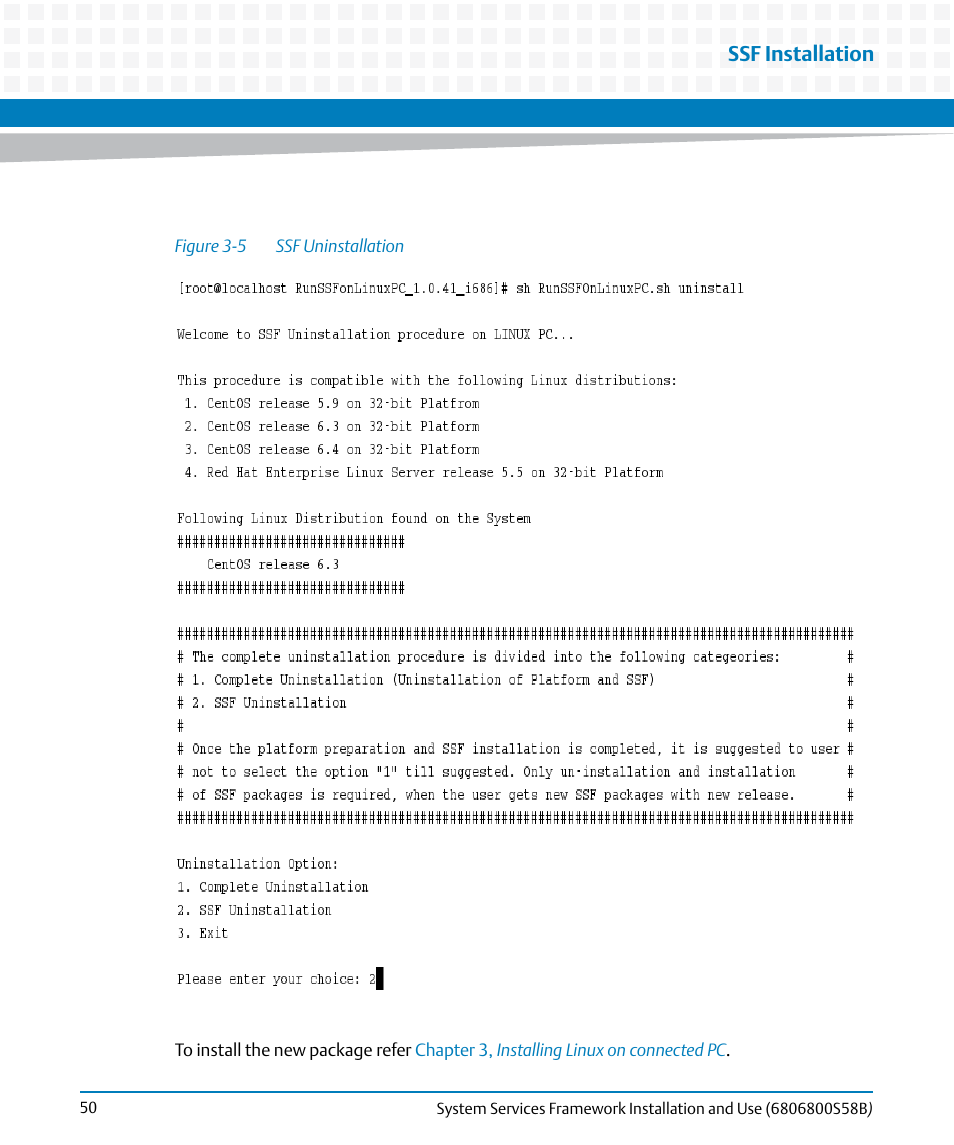 Figure 3-5, Ssf uninstallation, Ssf installation | Artesyn System Services Framework Installation and Use (February 2014) User Manual | Page 50 / 88