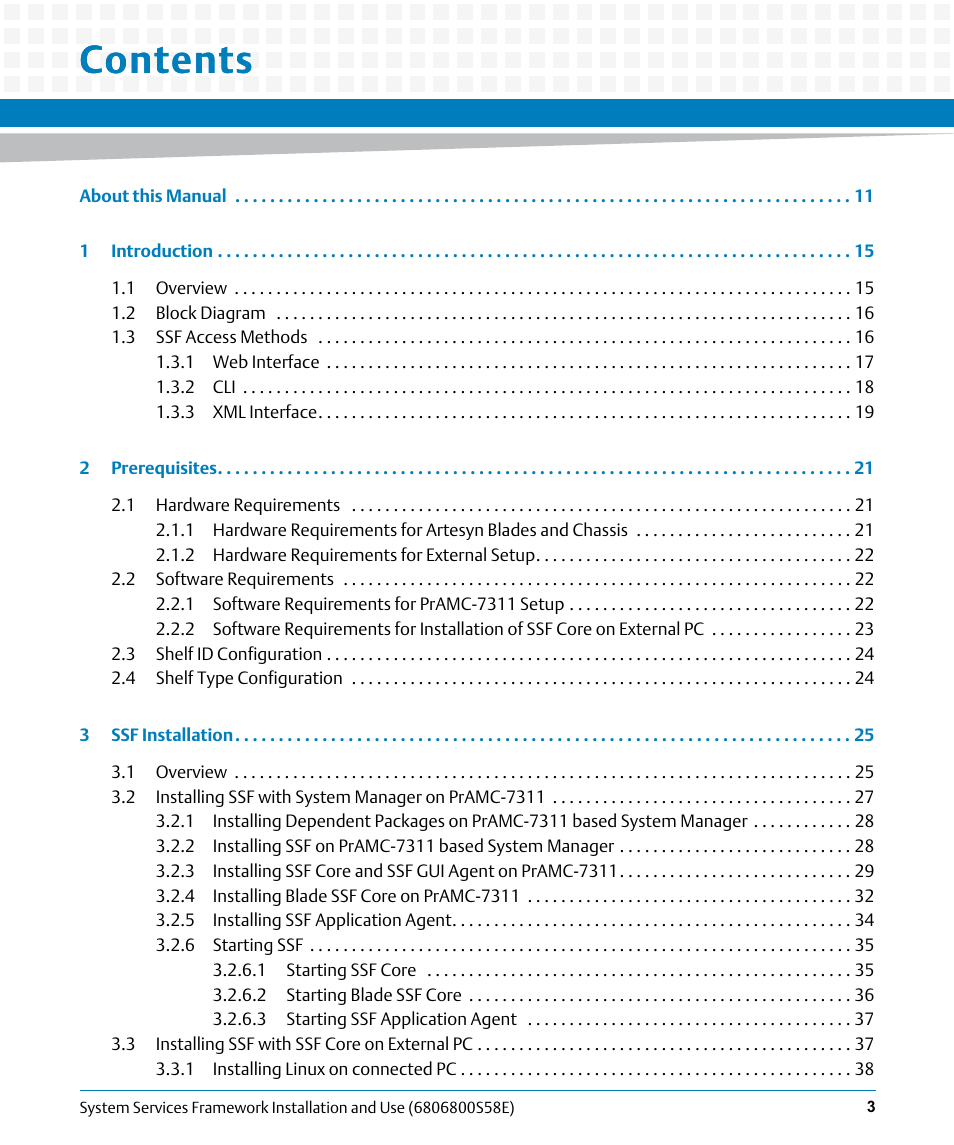 Artesyn System Services Framework Installation and Use (November 2014) User Manual | Page 3 / 82