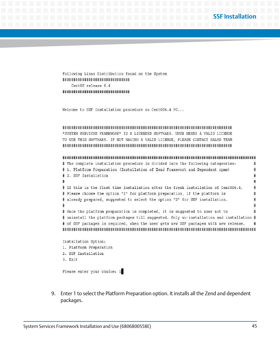 Ssf installation | Artesyn System Services Framework Installation and Use (November 2014) User Manual | Page 45 / 82