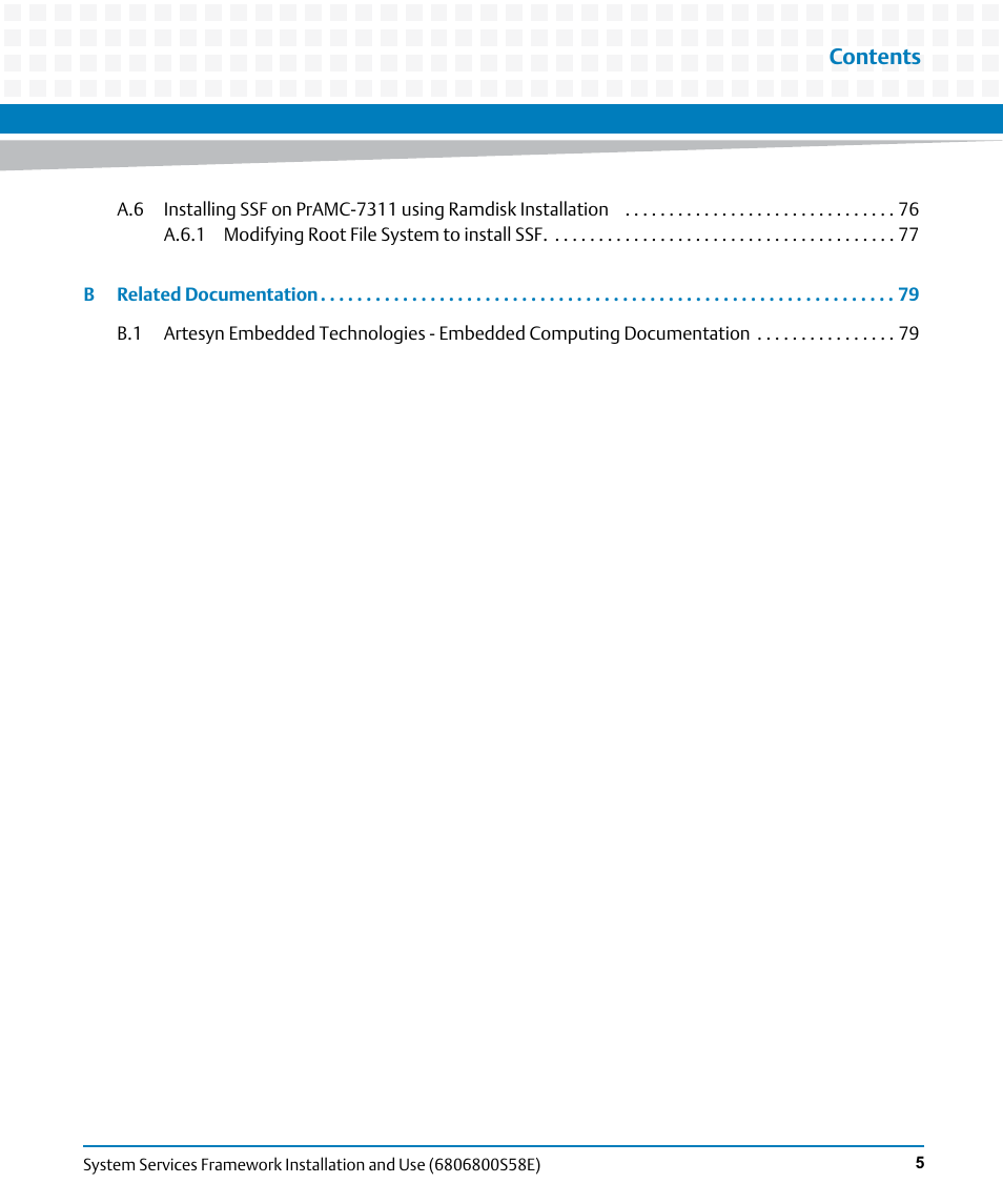Artesyn System Services Framework Installation and Use (November 2014) User Manual | Page 5 / 82