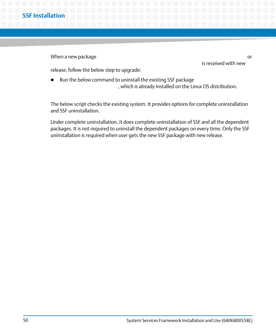 Ssf installation | Artesyn System Services Framework Installation and Use (November 2014) User Manual | Page 50 / 82