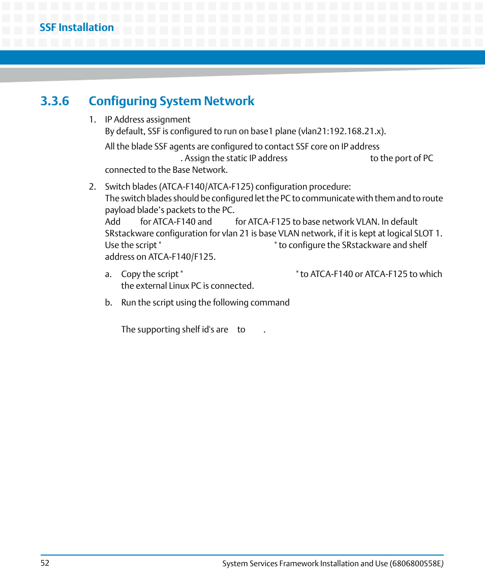 6 configuring system network | Artesyn System Services Framework Installation and Use (November 2014) User Manual | Page 52 / 82