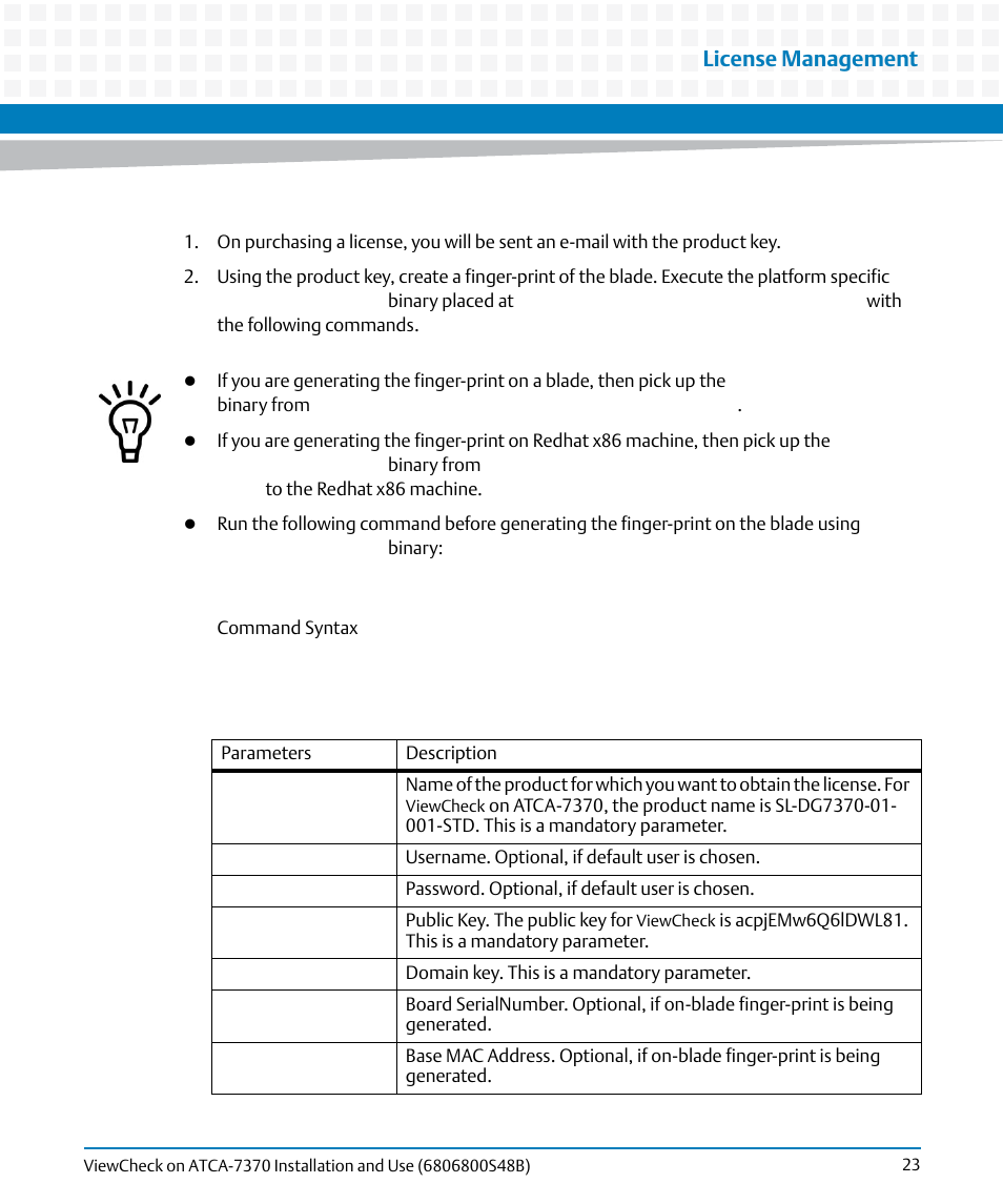 License management | Artesyn ViewCheck on ATCA-7370 Installation and Use (April 2014) User Manual | Page 23 / 86