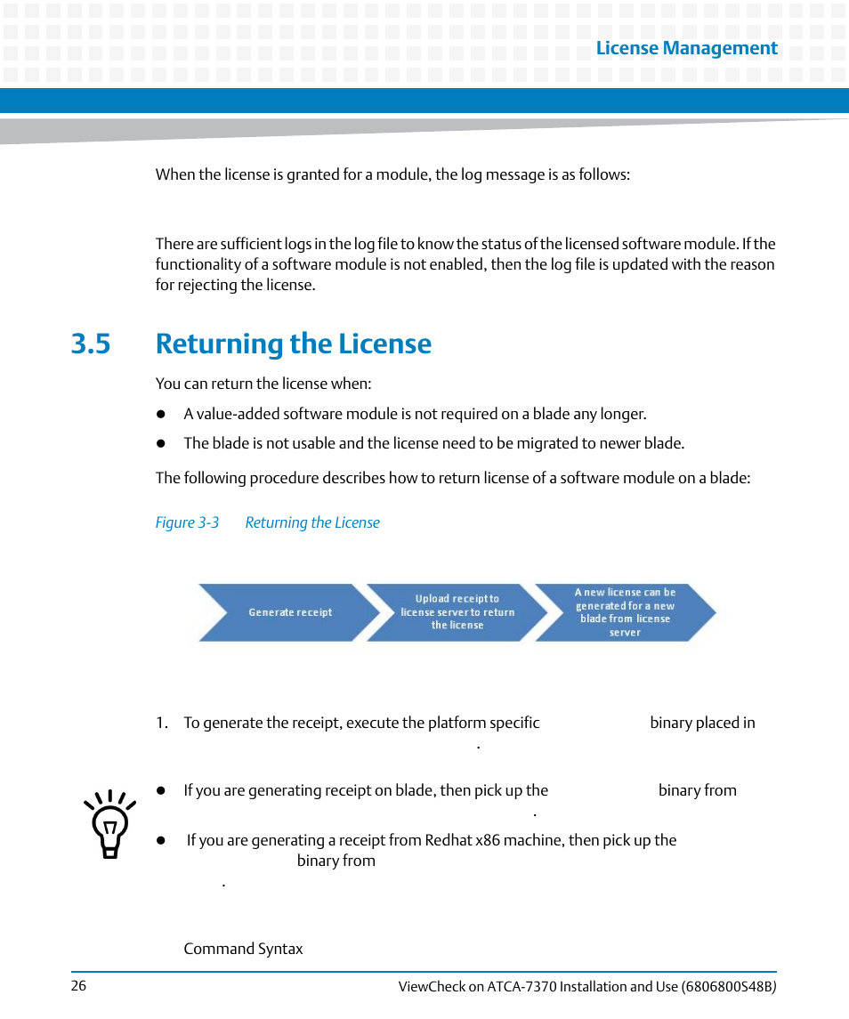 5 returning the license | Artesyn ViewCheck on ATCA-7370 Installation and Use (April 2014) User Manual | Page 26 / 86