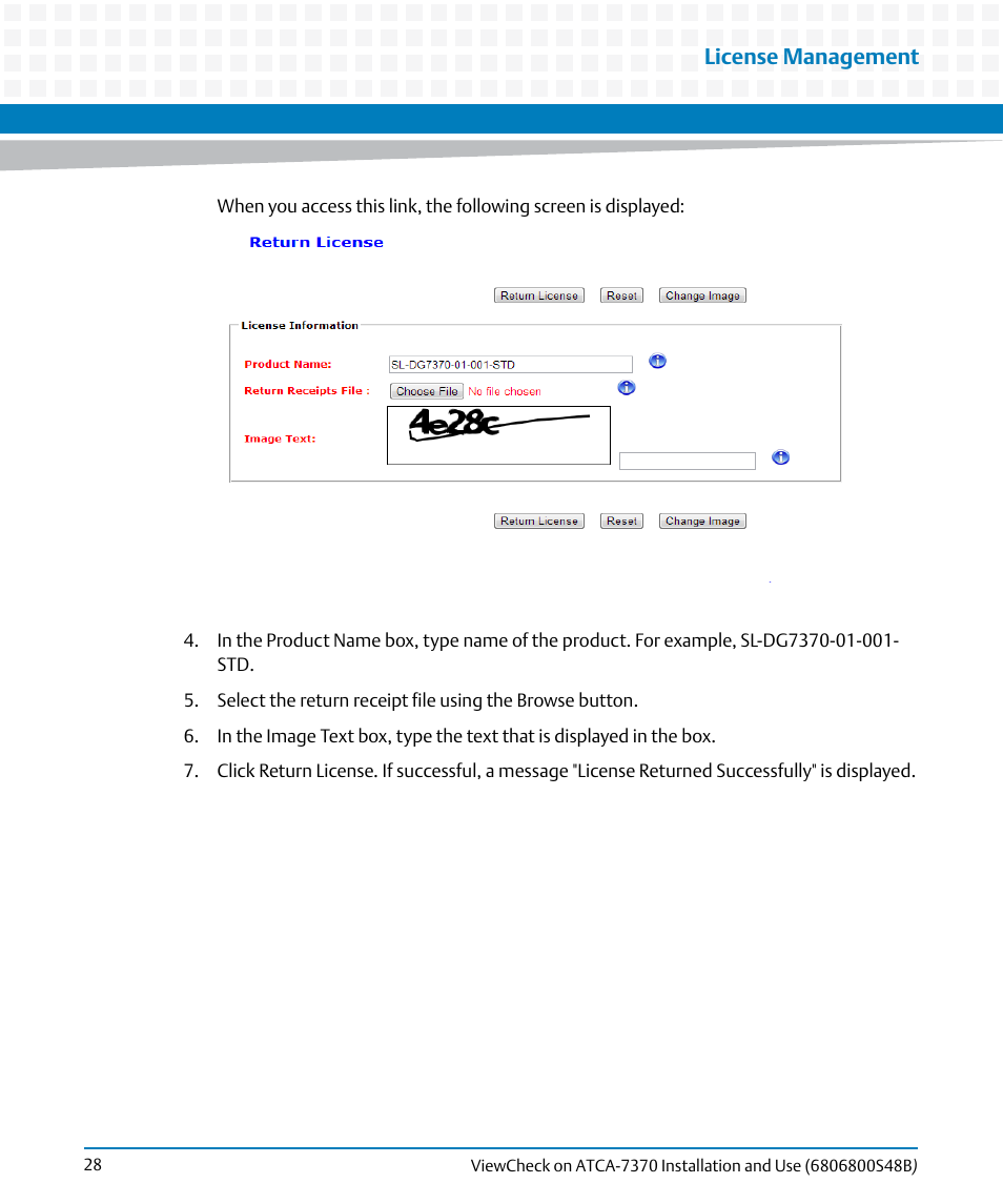 License management | Artesyn ViewCheck on ATCA-7370 Installation and Use (April 2014) User Manual | Page 28 / 86