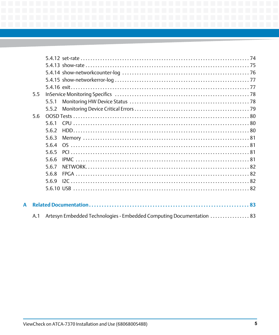 Artesyn ViewCheck on ATCA-7370 Installation and Use (April 2014) User Manual | Page 5 / 86