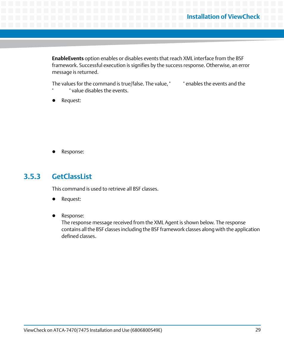 3 getclasslist, Installation of viewcheck | Artesyn ViewCheck on ATCA-7470/7475 Installation and Use (November 2014) User Manual | Page 29 / 88