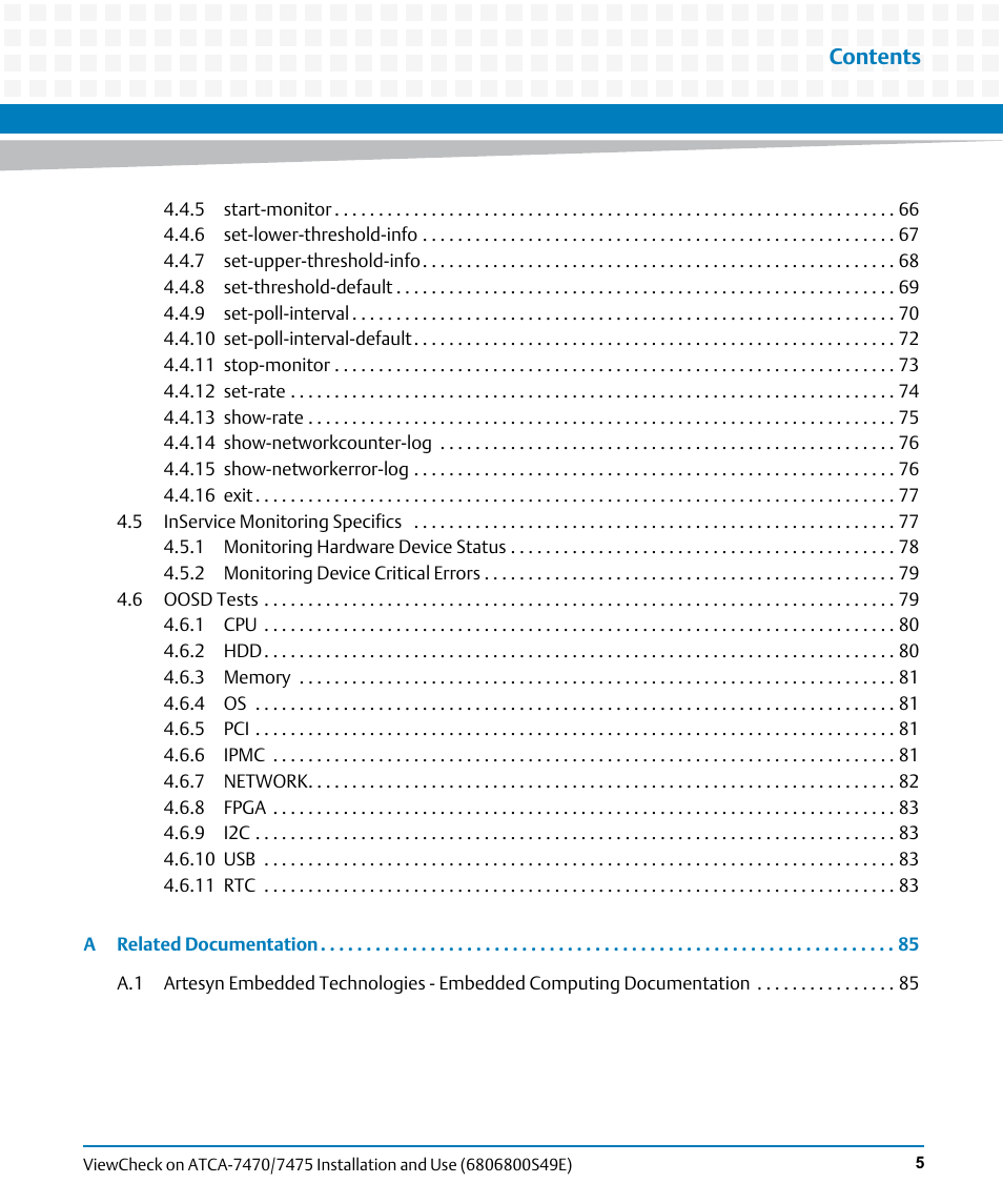 Artesyn ViewCheck on ATCA-7470/7475 Installation and Use (November 2014) User Manual | Page 5 / 88