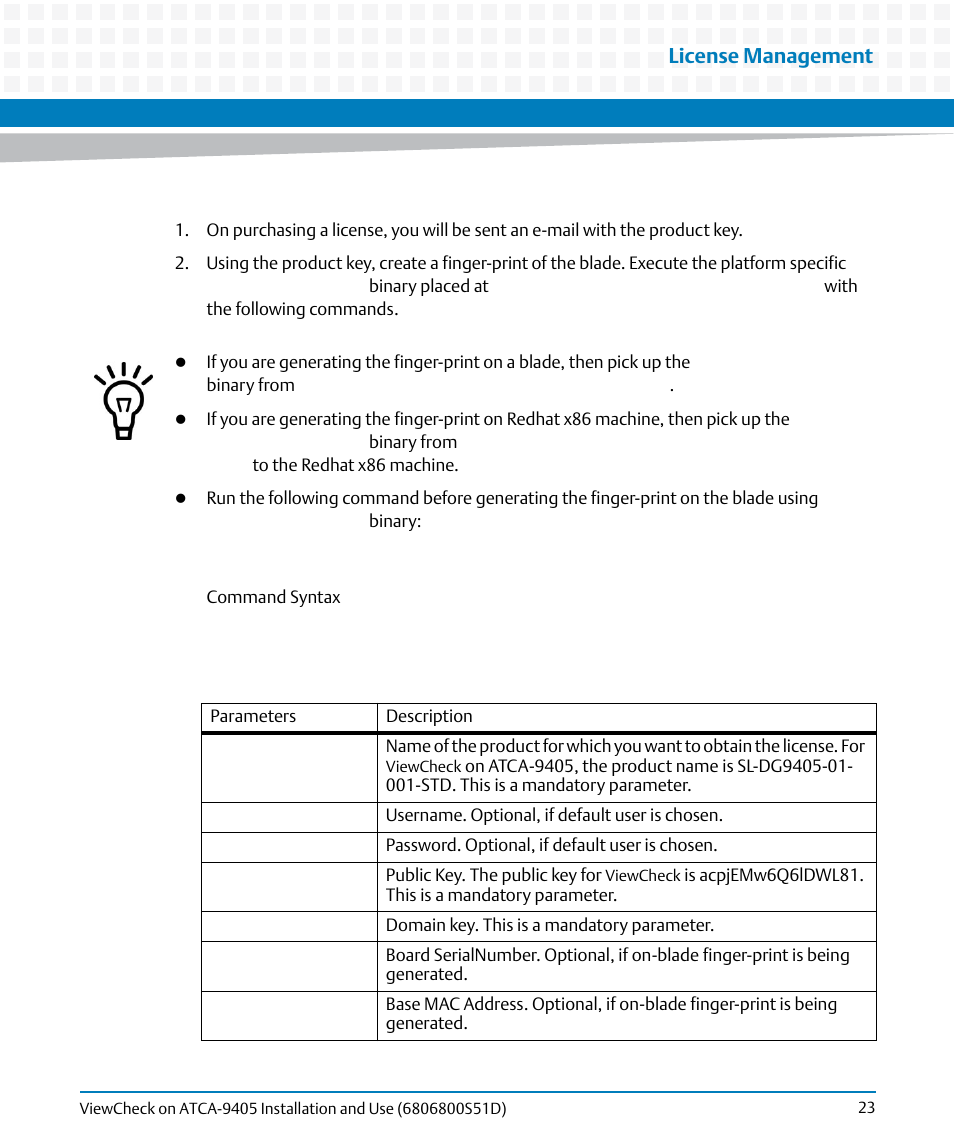 License management | Artesyn ViewCheck on ATCA-9405 Installation and Use (May 2014) User Manual | Page 23 / 96