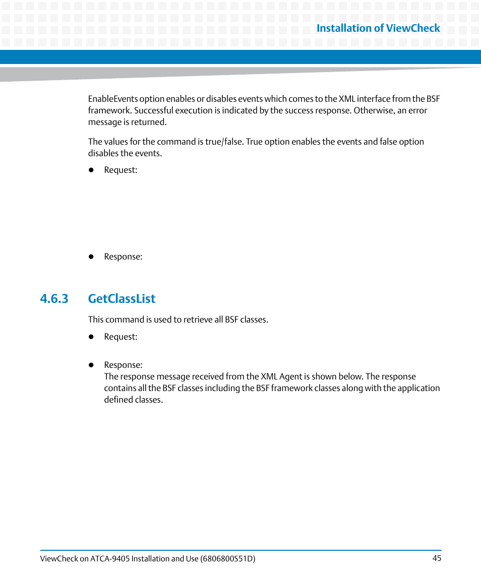 3 getclasslist, Installation of viewcheck | Artesyn ViewCheck on ATCA-9405 Installation and Use (May 2014) User Manual | Page 45 / 96