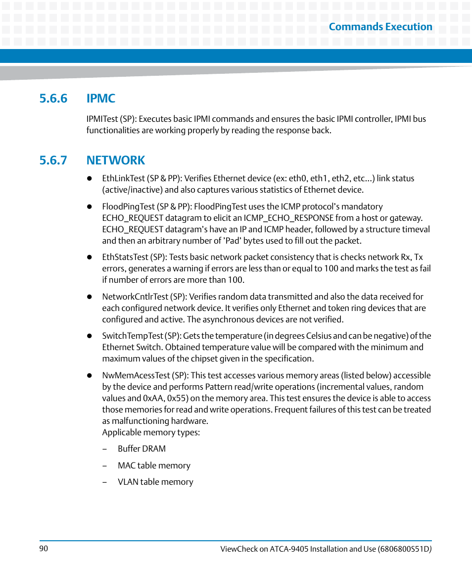 6 ipmc, 7 network, 6 ipmc 5.6.7 network | Network | Artesyn ViewCheck on ATCA-9405 Installation and Use (May 2014) User Manual | Page 90 / 96
