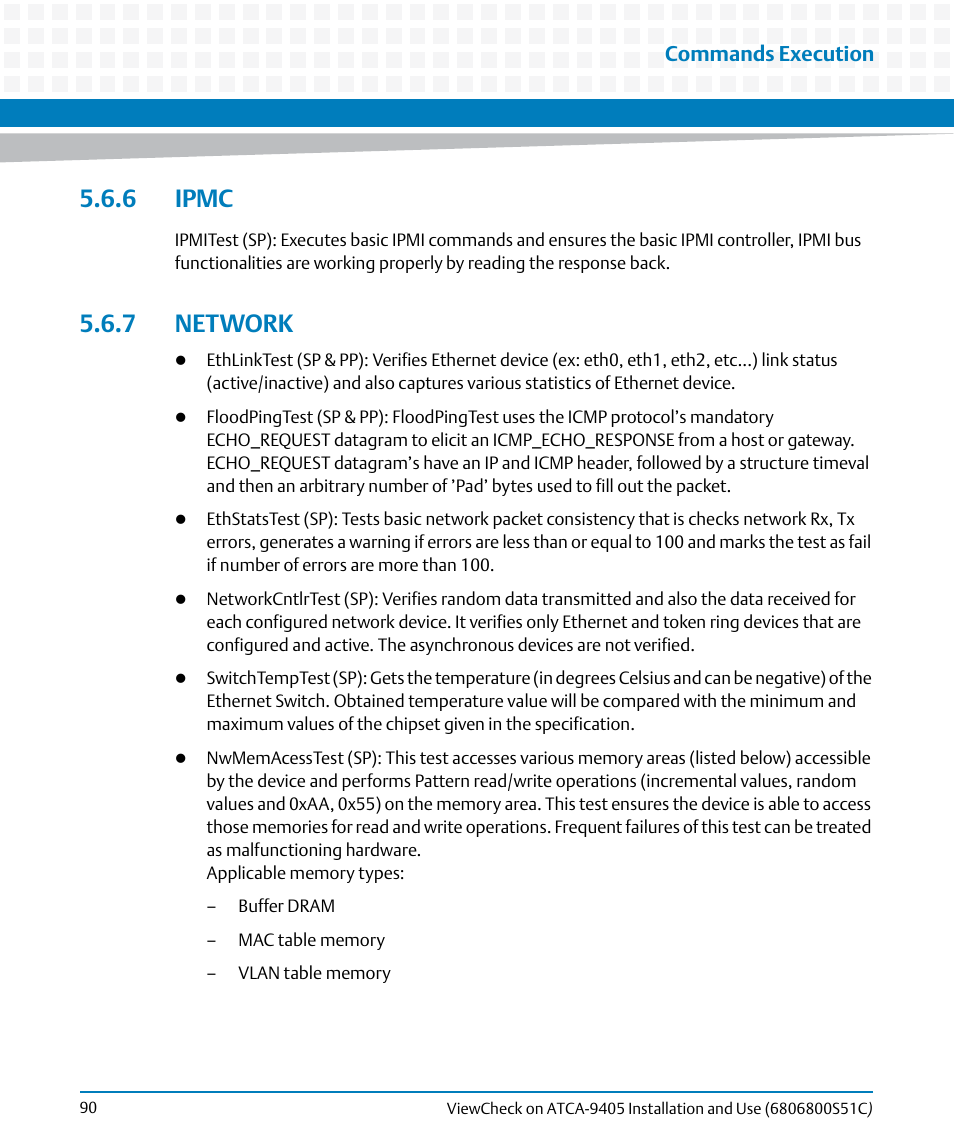 6 ipmc, 7 network, 6 ipmc 5.6.7 network | Network | Artesyn ViewCheck on ATCA-9405 Installation and Use (May 2014) User Manual | Page 90 / 96