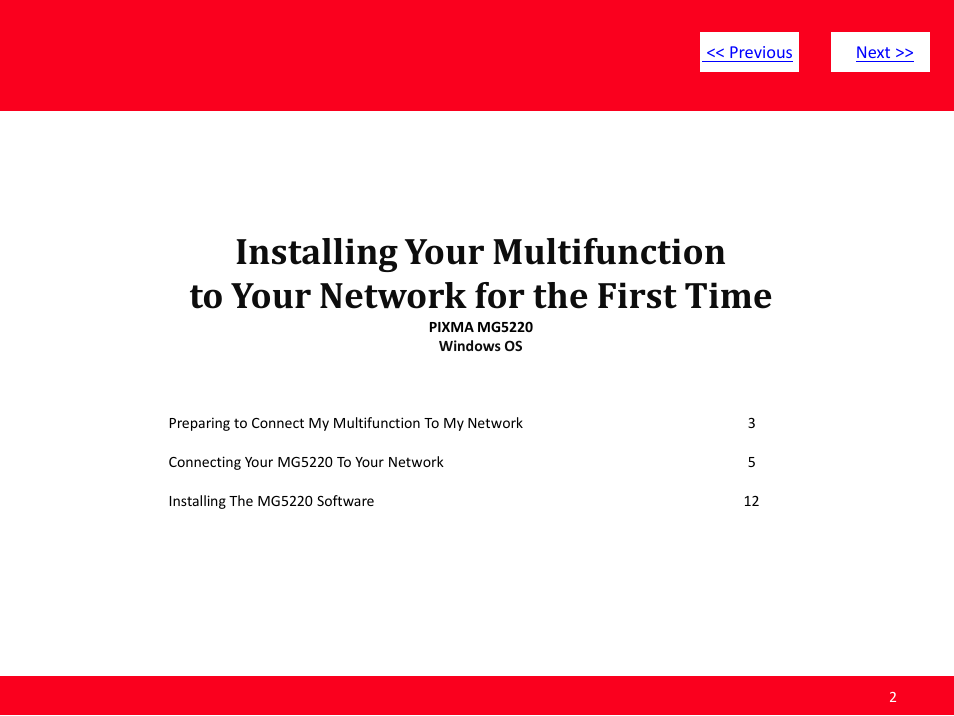 Canon Installing Multifunction PIXMA MG5220 User Manual | Page 2 / 17