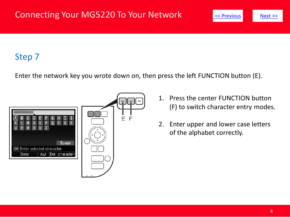 Connecting your mg5220 to your network, Step 7 | Canon Installing Multifunction PIXMA MG5220 User Manual | Page 8 / 17